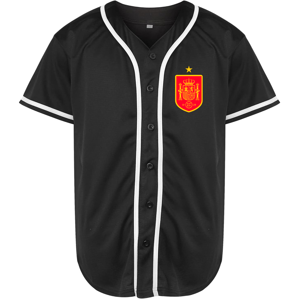 Men's Spain Red Logo National Soccer Team Baseball Jersey