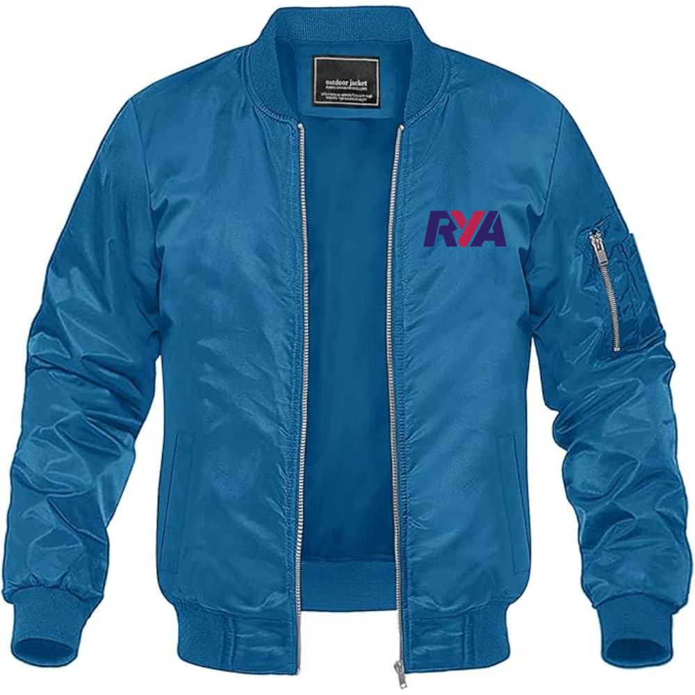 Men's Rya Logo Lightweight Bomber Jacket Windbreaker Softshell Varsity Jacket Coat