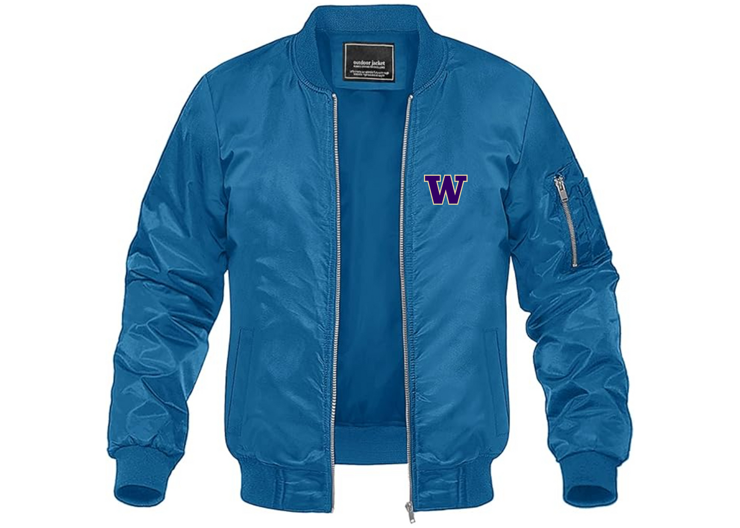 Men's Washington Huskies Lightweight Bomber Jacket Windbreaker Softshell Varsity Jacket Coat
