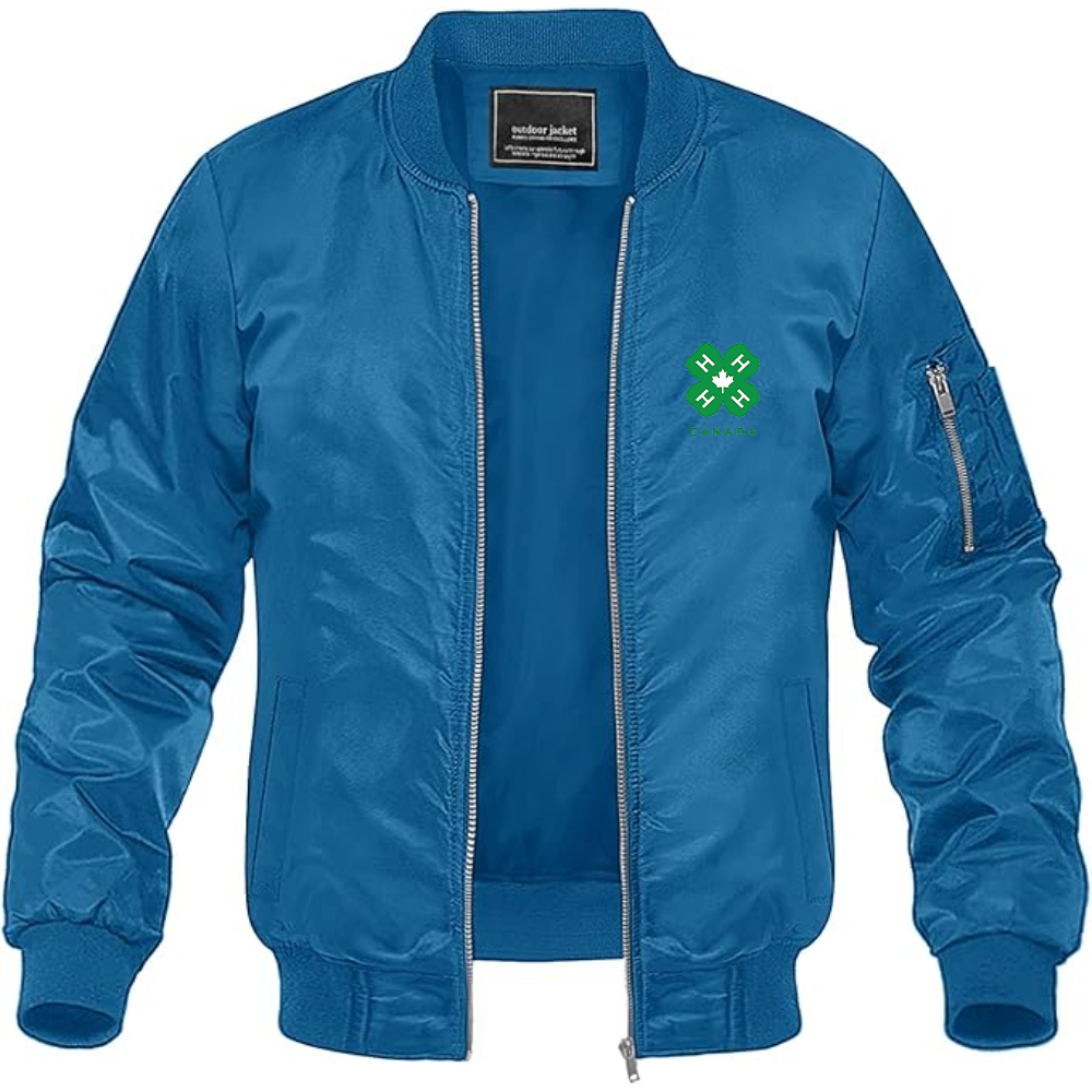 Men's 4H Canada Logo Lightweight Bomber Jacket Windbreaker Softshell Varsity Jacket Coat