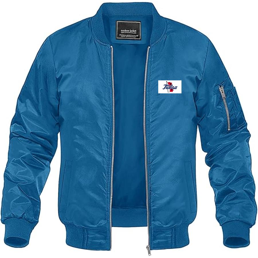 Men's Tulsa Golden Hurricane Logo Lightweight Bomber Jacket Windbreaker Softshell Varsity Jacket Coat