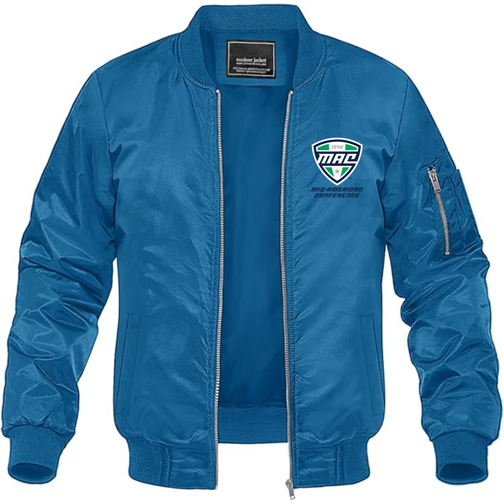 Men's Mid American Conference Logo Lightweight Bomber Jacket Windbreaker Softshell Varsity Jacket Coat