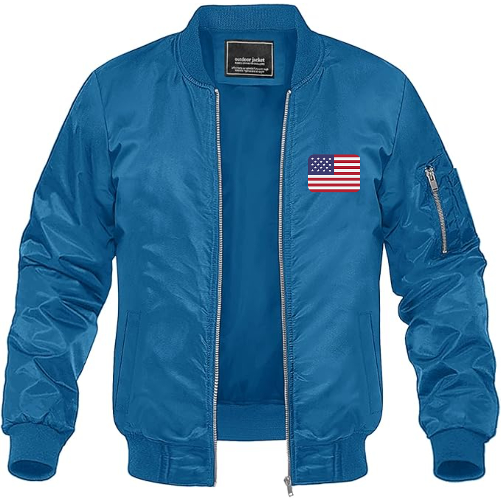 Men's American-Flag-Emoji Lightweight Bomber Jacket Windbreaker Softshell Varsity Jacket Coat