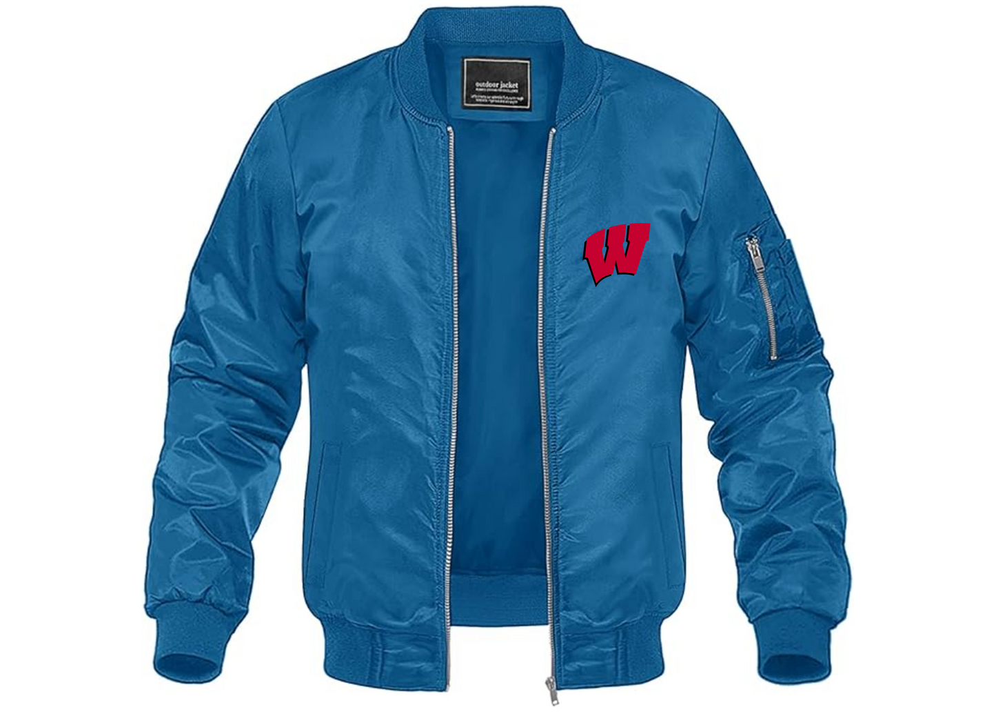 Men's Wisconsin Badgers Lightweight Bomber Jacket Windbreaker Softshell Varsity Jacket Coat