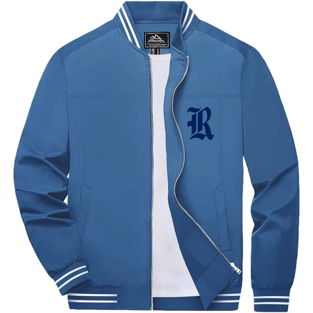 Men's Rice Owls Logo Lightweight Zip-Up Ribbed Collar and Cuffs Bomber Jacket