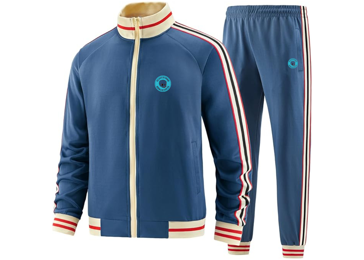 Men's Beavertown Brewery Tracksuit with Bold Striped Accents and Zippered Front Athletic Wear