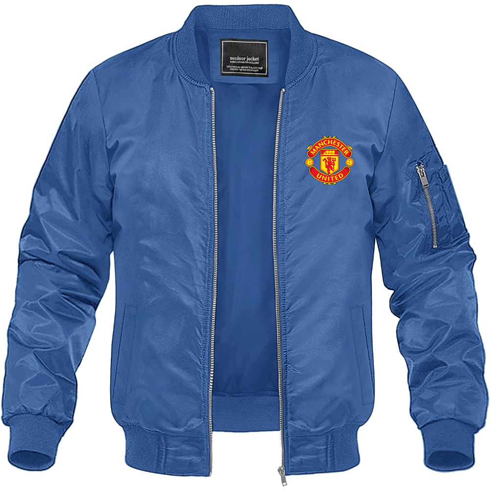 Men’s Manchester United Soccer Lightweight Bomber Jacket Windbreaker Softshell Varsity Jacket Coat