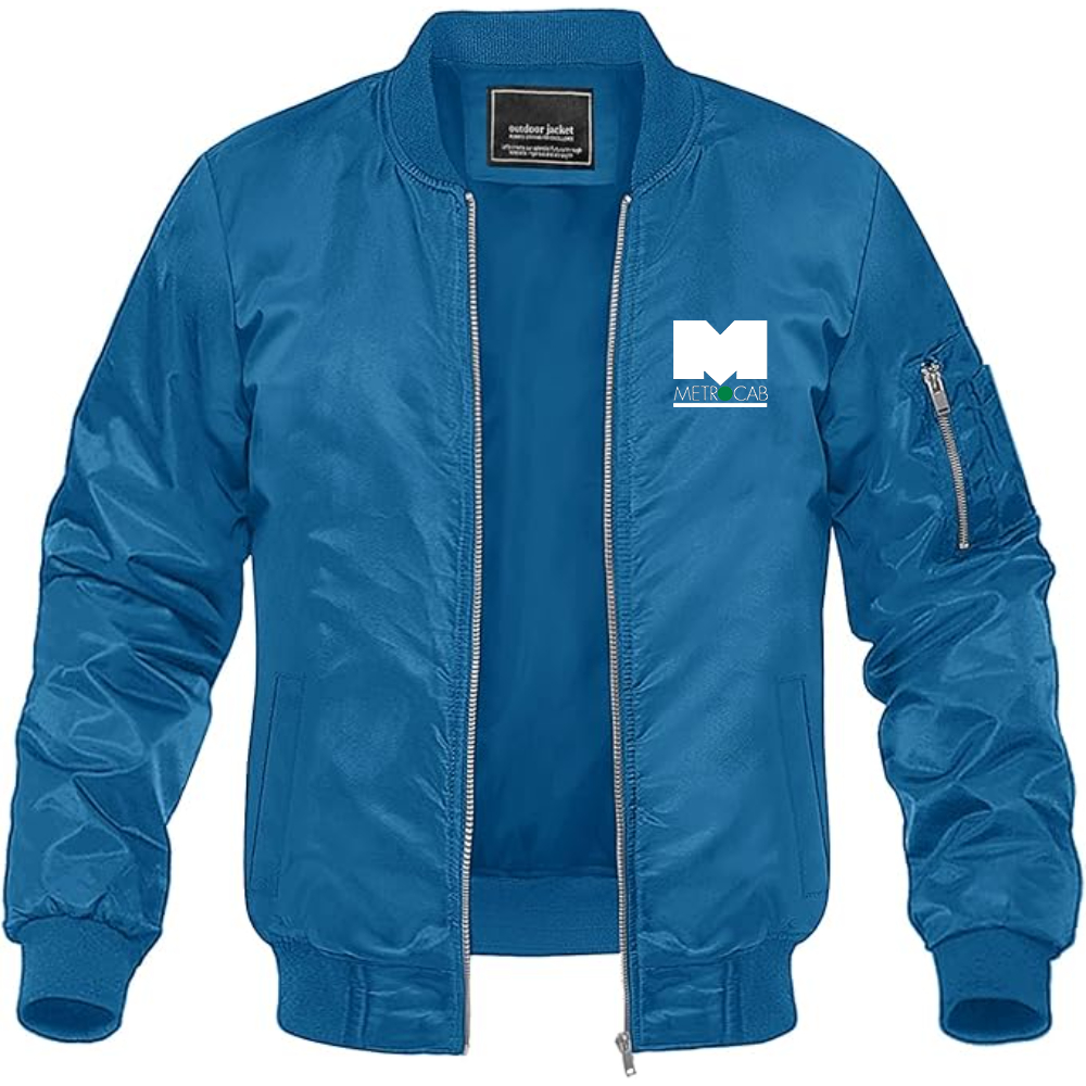 Men's Metrocab Logo Lightweight Bomber Jacket Windbreaker Softshell Varsity Jacket Coat