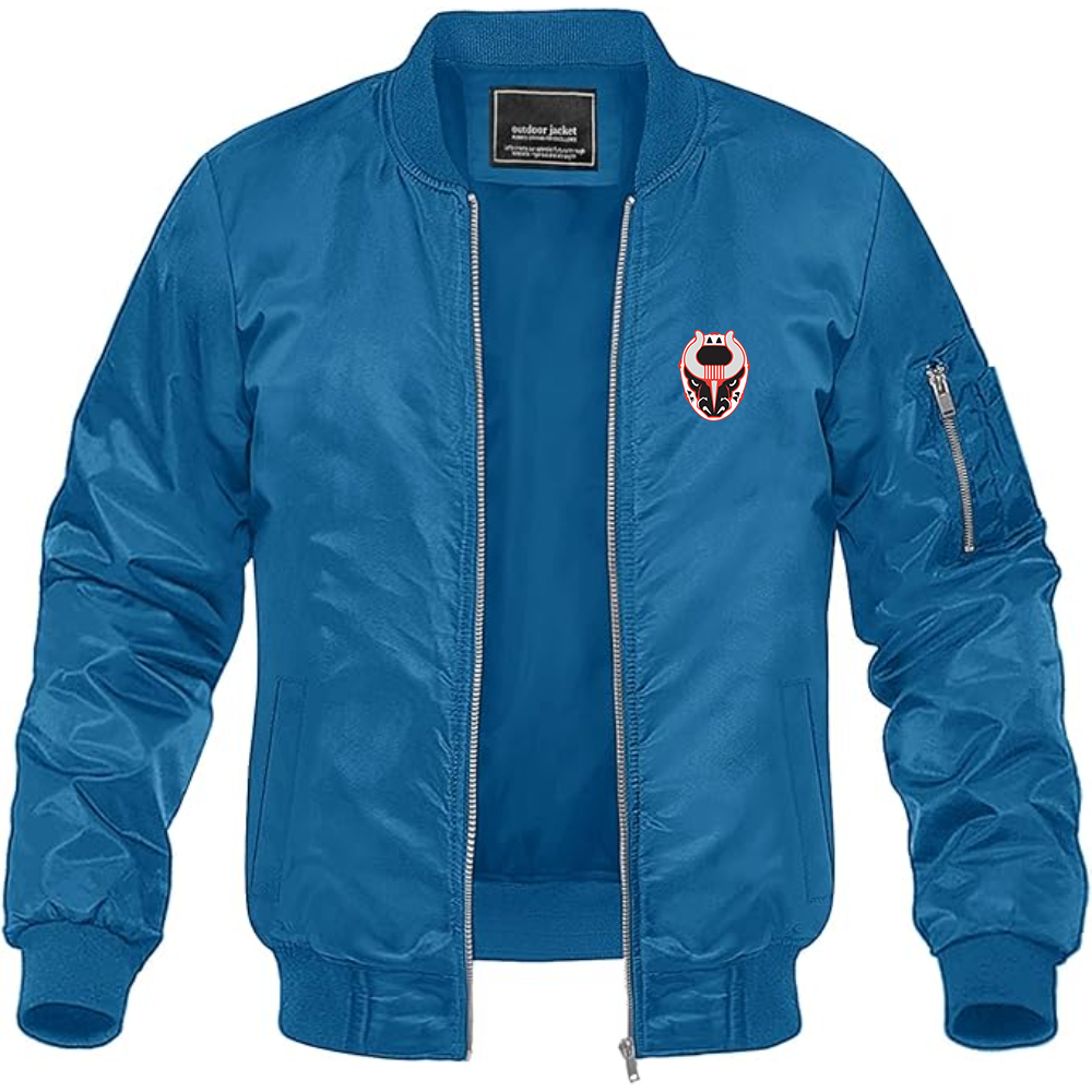 Men's Birmingham Bulls Logo Lightweight Bomber Jacket Windbreaker Softshell Varsity Jacket Coat