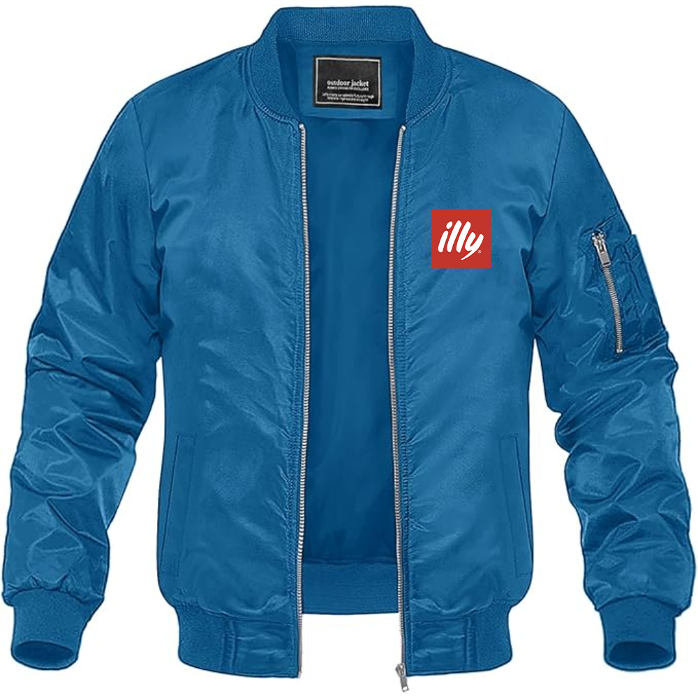 Men's Illy Logo Lightweight Bomber Jacket Windbreaker Softshell Varsity Jacket Coat