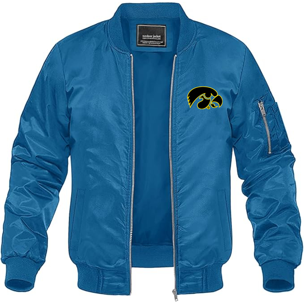 Men's Lowa Hawkeyes Logo Lightweight Bomber Jacket Windbreaker Softshell Varsity Jacket Coat