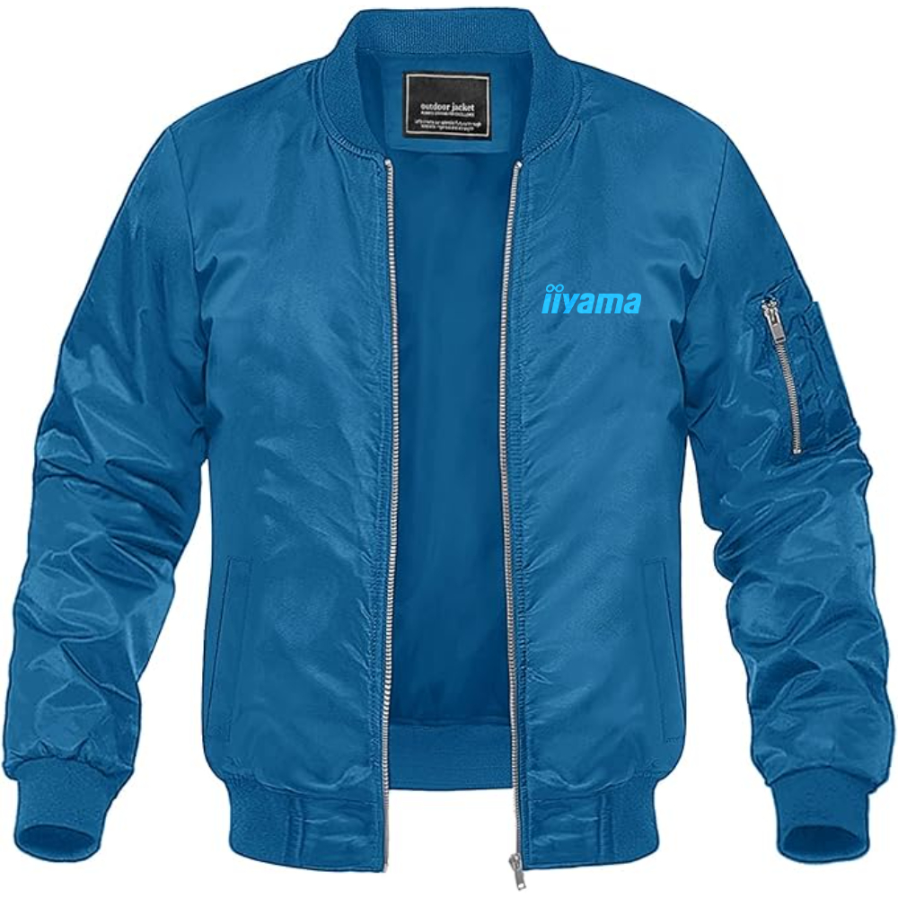 Men's Iiyama Logo Lightweight Bomber Jacket Windbreaker Softshell Varsity Jacket Coat