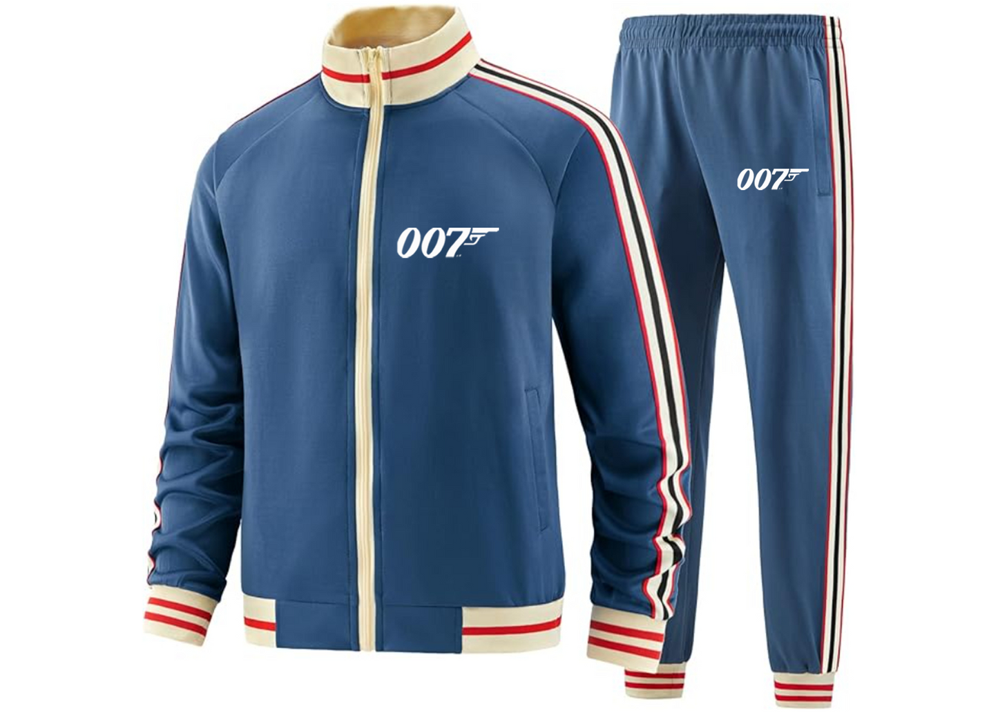 Men's 007 James Bond Movie - Premium Two-Piece Designer Tracksuit  Zippered Front