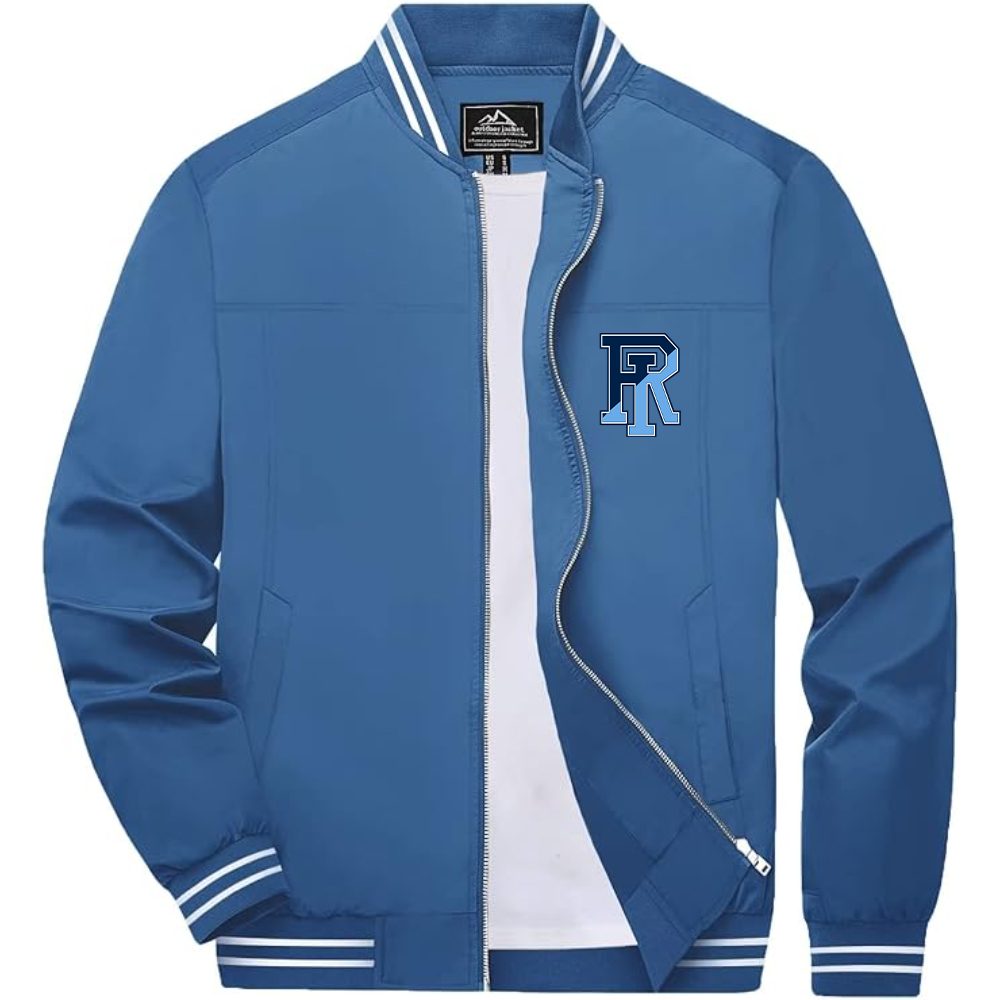 Men's Rhode Island Rams Logo Lightweight Zip-Up Ribbed Collar and Cuffs Bomber Jacket