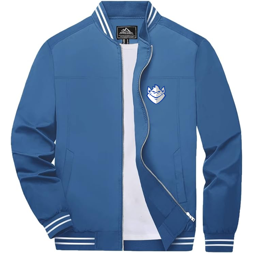 Men's Saint Louis Billikens Logo Lightweight Zip-Up Ribbed Collar and Cuffs Bomber Jacket