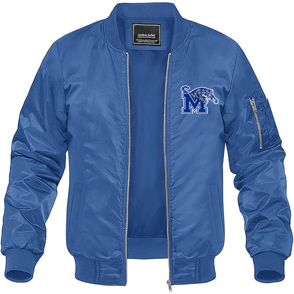 Men's Memphis Tigers Logo Lightweight Bomber Jacket Windbreaker Softshell Varsity Jacket Coat