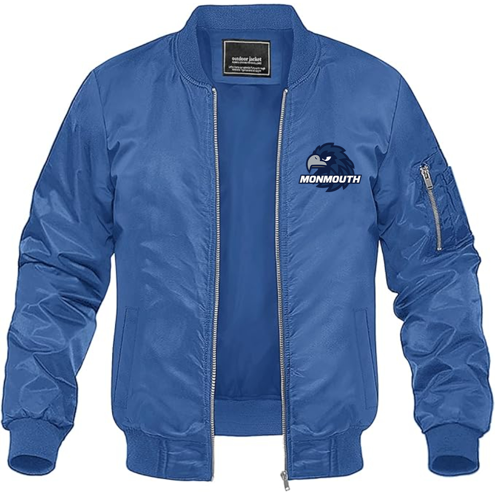 Men's Monmouth Hawks Logo Lightweight Bomber Jacket Windbreaker Softshell Varsity Jacket Coat