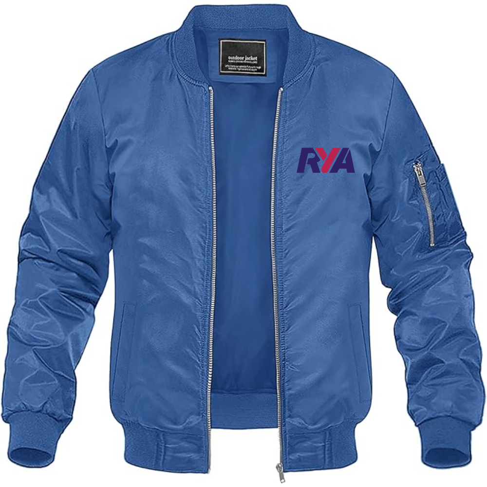 Men's Rya Logo Lightweight Bomber Jacket Windbreaker Softshell Varsity Jacket Coat