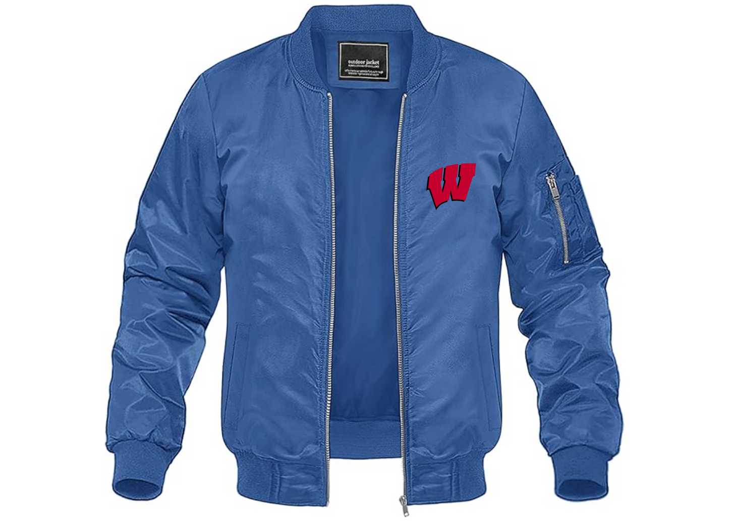 Men's Wisconsin Badgers Lightweight Bomber Jacket Windbreaker Softshell Varsity Jacket Coat