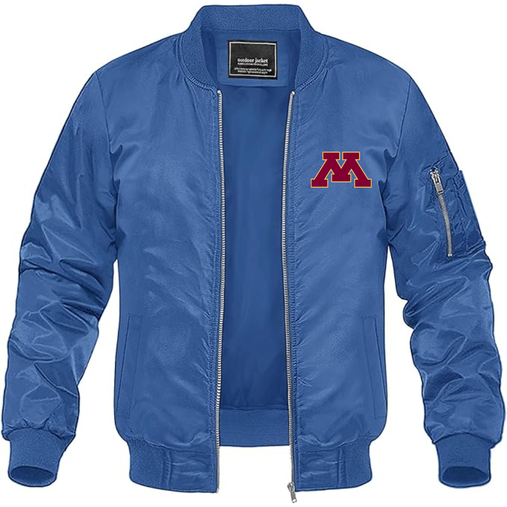 Men's Minnesota Golden Gophers Logo Lightweight Bomber Jacket Windbreaker Softshell Varsity Jacket Coat