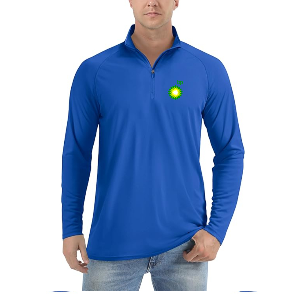 Men's BP Oil Logo  Lightweight Quarter-Zip Athletic Shirt Long Sleeve Performance Wear