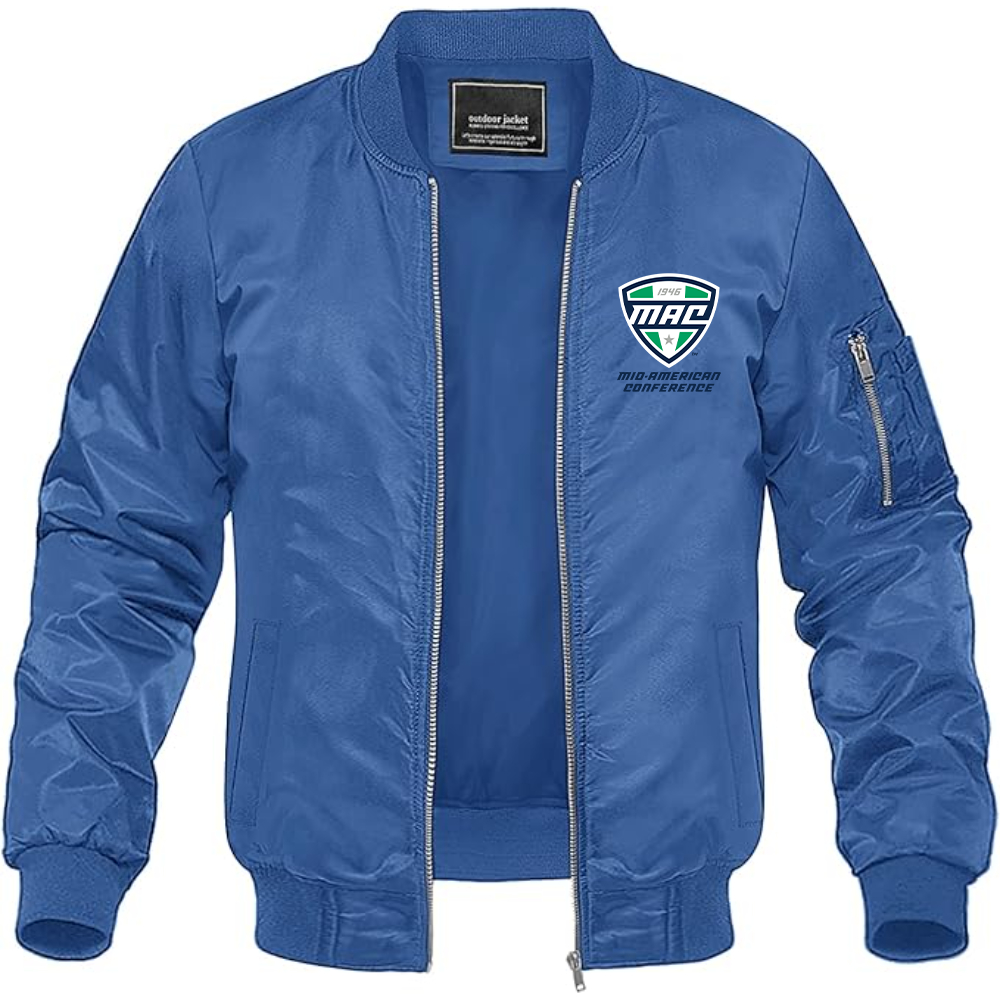 Men's Mid American Conference Logo Lightweight Bomber Jacket Windbreaker Softshell Varsity Jacket Coat