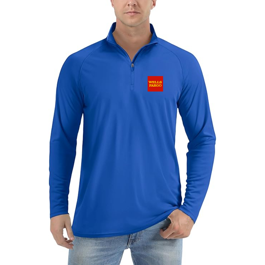 Men's Wells Fargo Logo Lightweight Quarter-Zip Athletic Shirt Long Sleeve Performance Wear