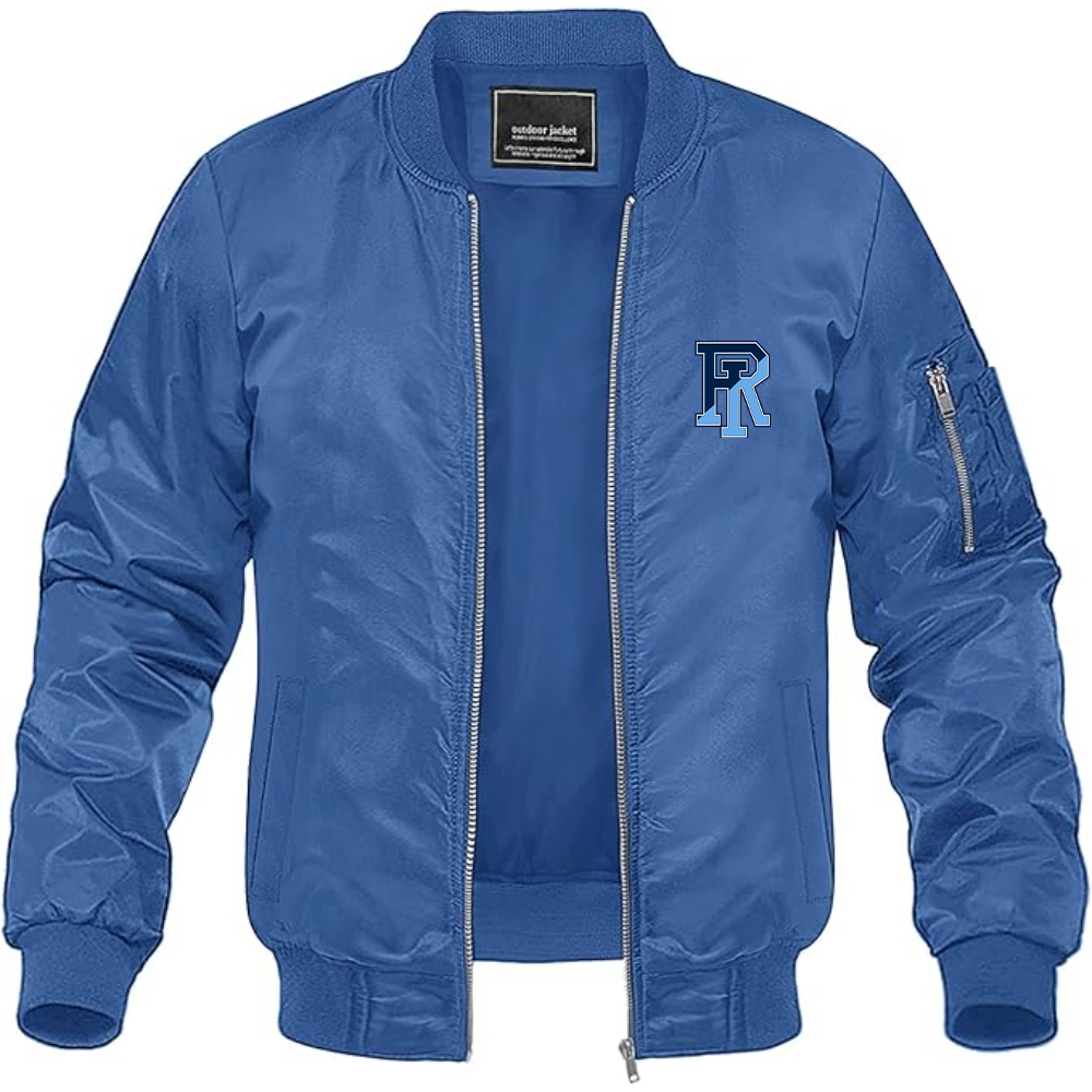 Men's Rhode Island Rams Logo Lightweight Bomber Jacket Windbreaker Softshell Varsity Jacket Coat