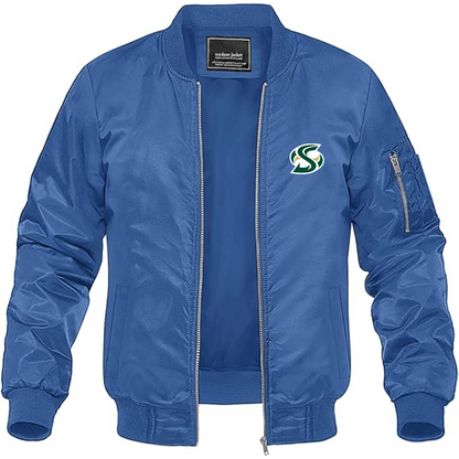 Men's Sacramento State Hornets Logo  Lightweight Bomber Jacket Windbreaker Softshell Varsity Jacket Coat