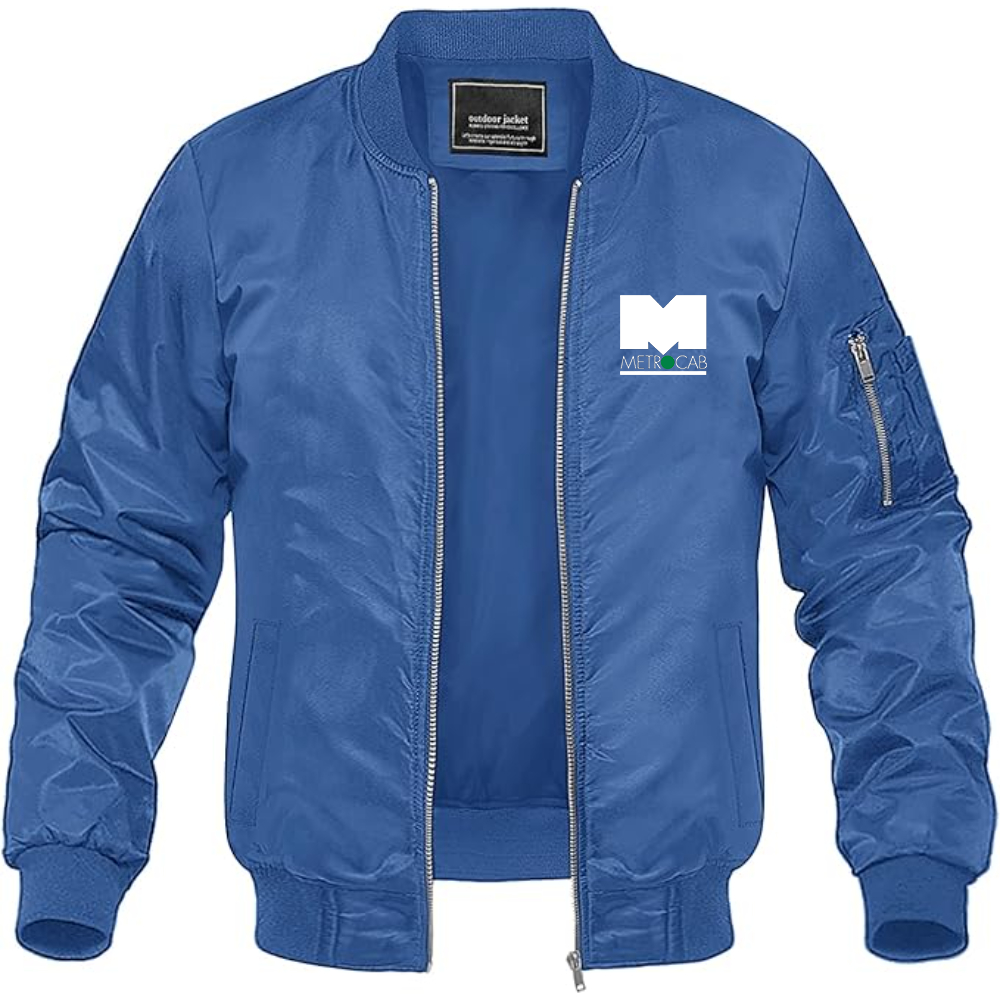 Men's Metrocab Logo Lightweight Bomber Jacket Windbreaker Softshell Varsity Jacket Coat