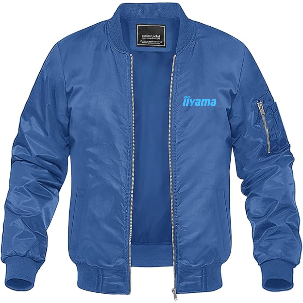 Men's Iiyama Logo Lightweight Bomber Jacket Windbreaker Softshell Varsity Jacket Coat