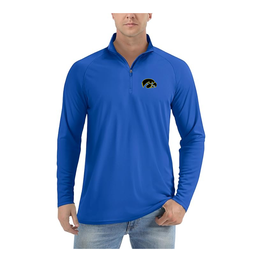 Men's Lowa Hawkeyes Logo Lightweight Quarter-Zip Athletic Shirt Long Sleeve Performance Wear