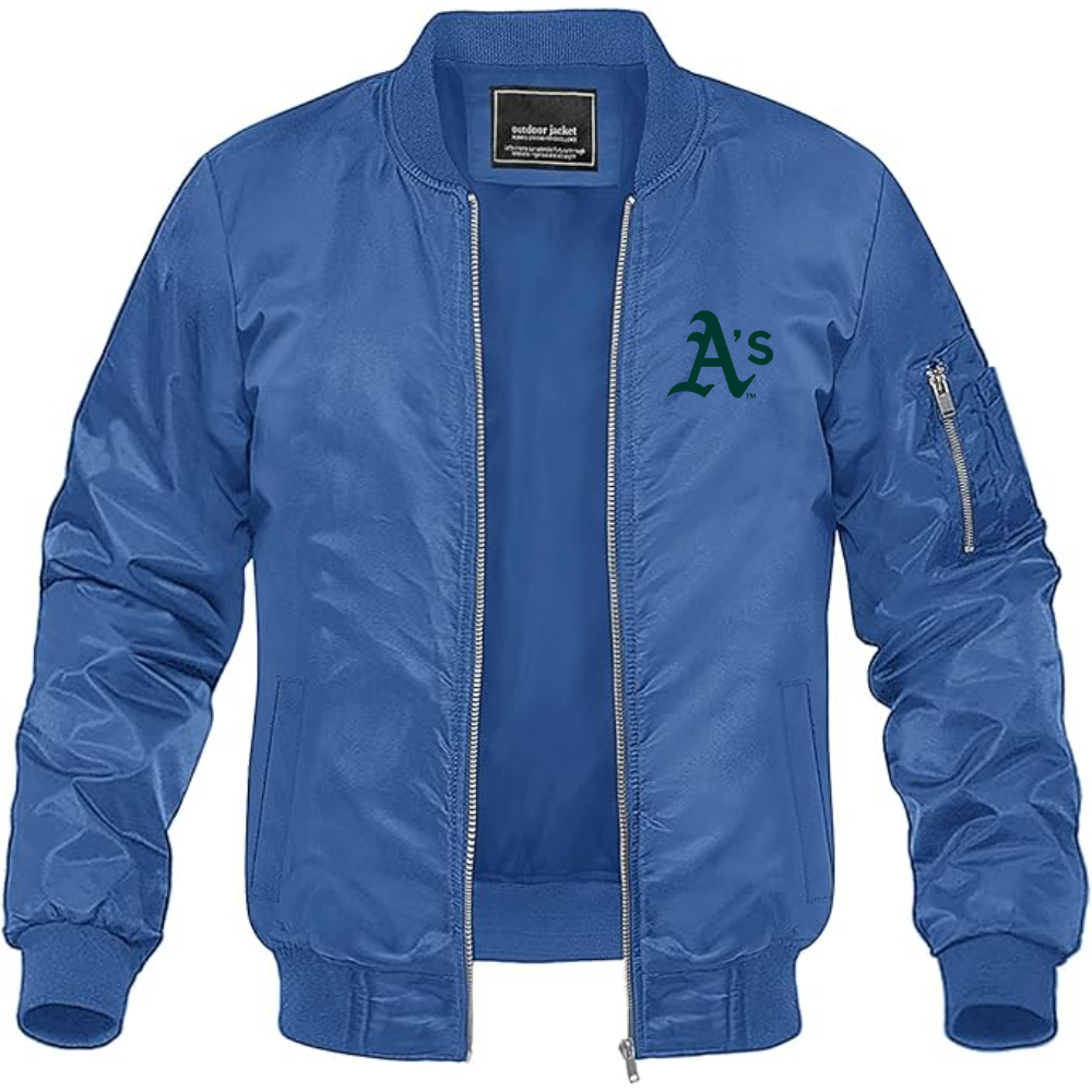 Men's Athletics Logo Lightweight Bomber Jacket Windbreaker Softshell Varsity Jacket Coat
