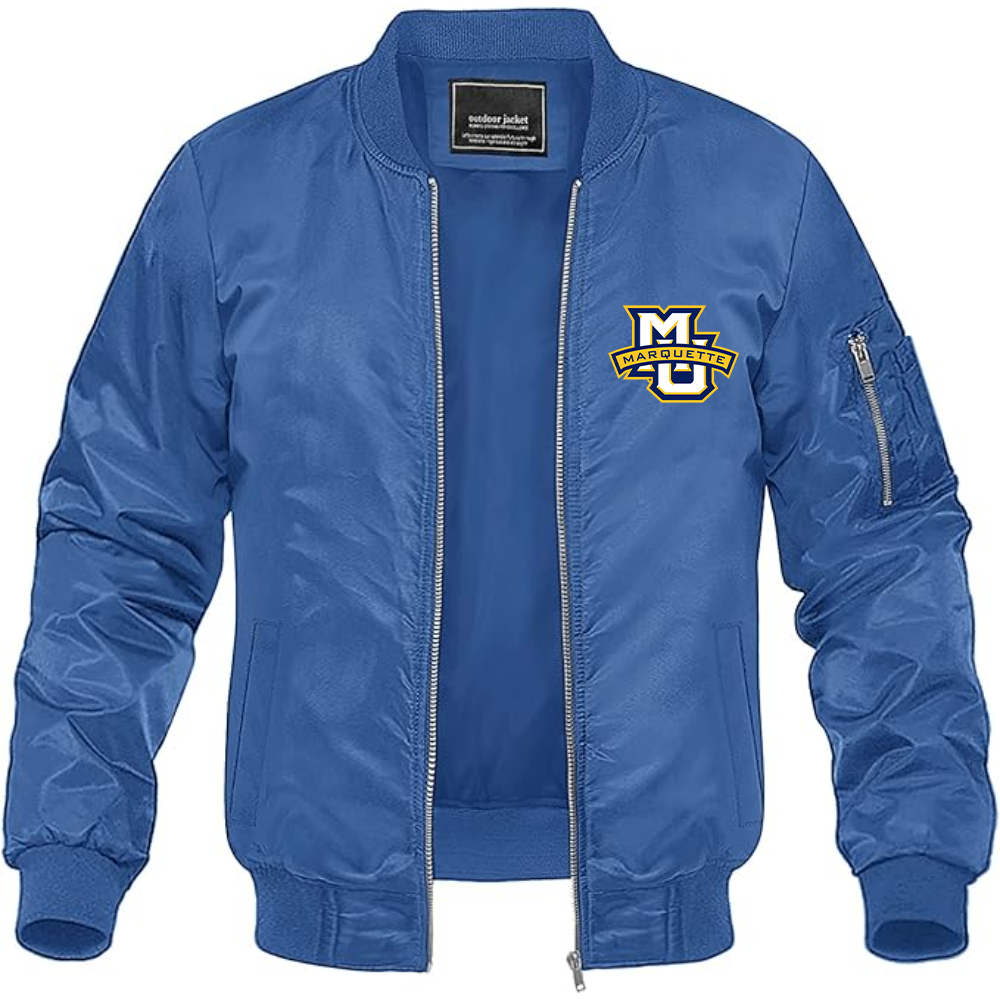 Men's Marquette Golden Eagles Logo Lightweight Bomber Jacket Windbreaker Softshell Varsity Jacket Coat