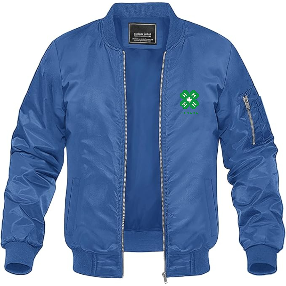 Men's 4H Canada Logo Lightweight Bomber Jacket Windbreaker Softshell Varsity Jacket Coat