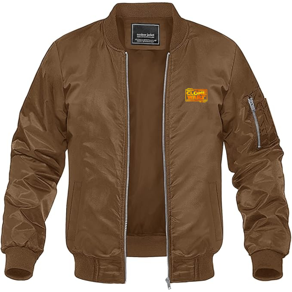 Men's The Clone wars Logo Lightweight Bomber Jacket Windbreaker Softshell Varsity Jacket Coat
