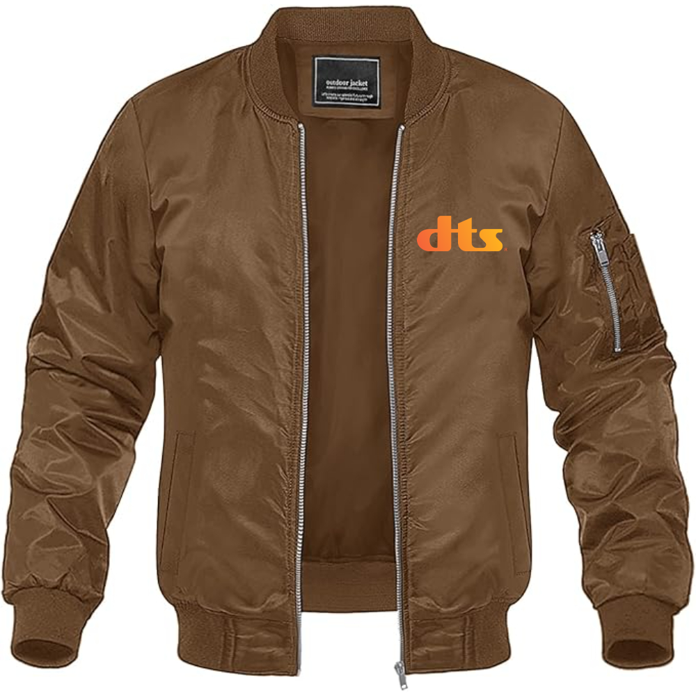 Men's DTS Logo Lightweight Bomber Jacket Windbreaker Softshell Varsity Jacket Coat