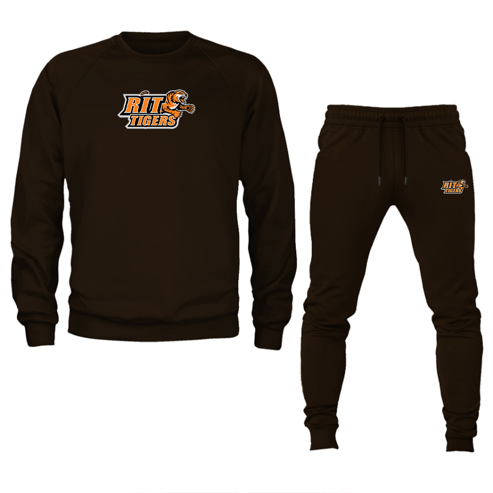 Men's RIT Tigers Logo Crewneck Sweatshirt Joggers Suit