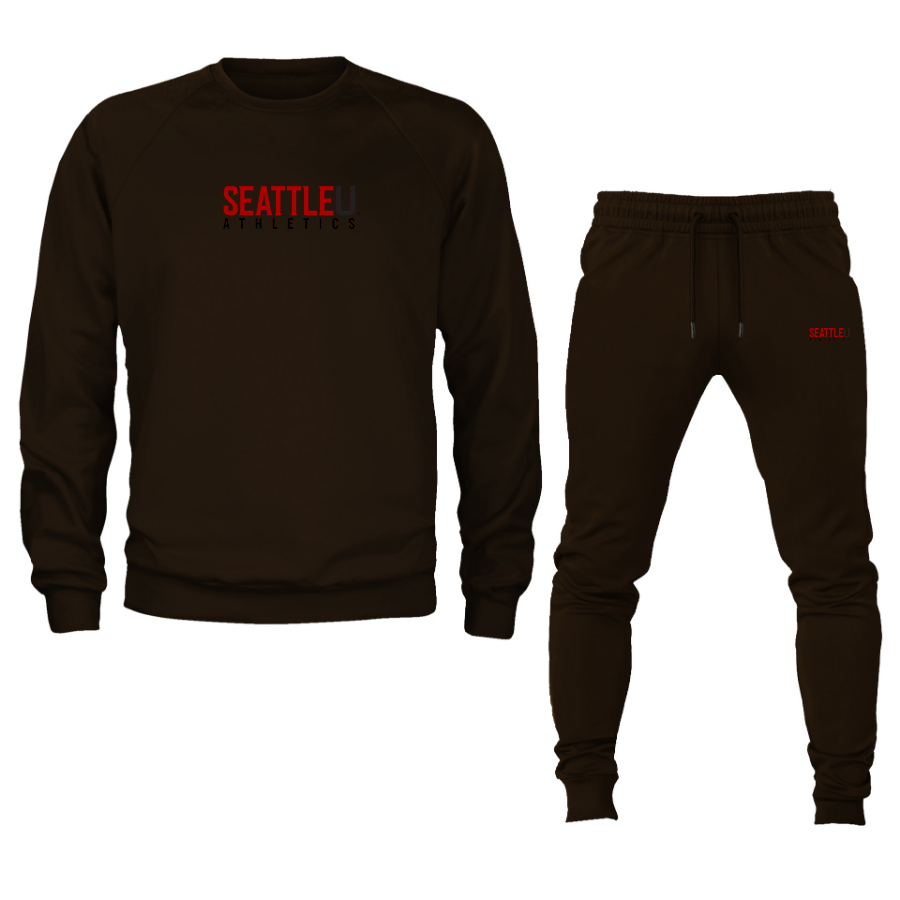 Men's Seattle Redhawks Logo Crewneck Sweatshirt Joggers Suit