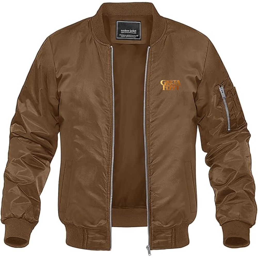 Men's Greta Van Fleet Logo Lightweight Bomber Jacket Windbreaker Softshell Varsity Jacket Coat