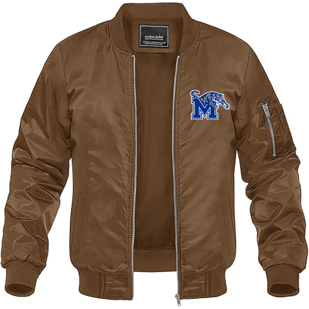 Men's Memphis Tigers Logo Lightweight Bomber Jacket Windbreaker Softshell Varsity Jacket Coat