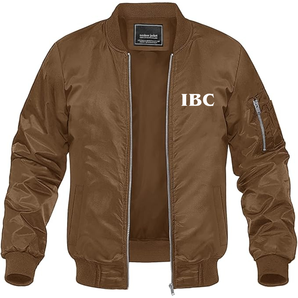 Men's IBC Logo Lightweight Bomber Jacket Windbreaker Softshell Varsity Jacket Coat