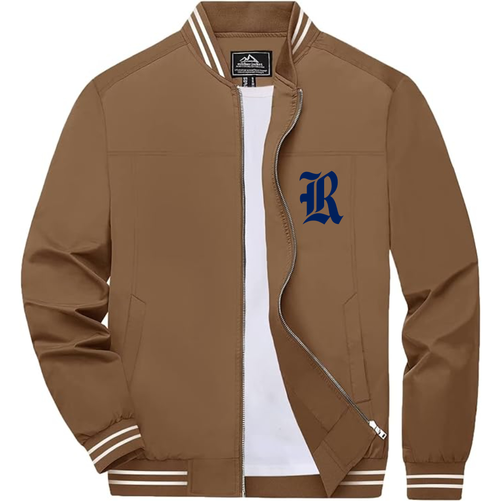Men's Rice Owls Logo Lightweight Zip-Up Ribbed Collar and Cuffs Bomber Jacket