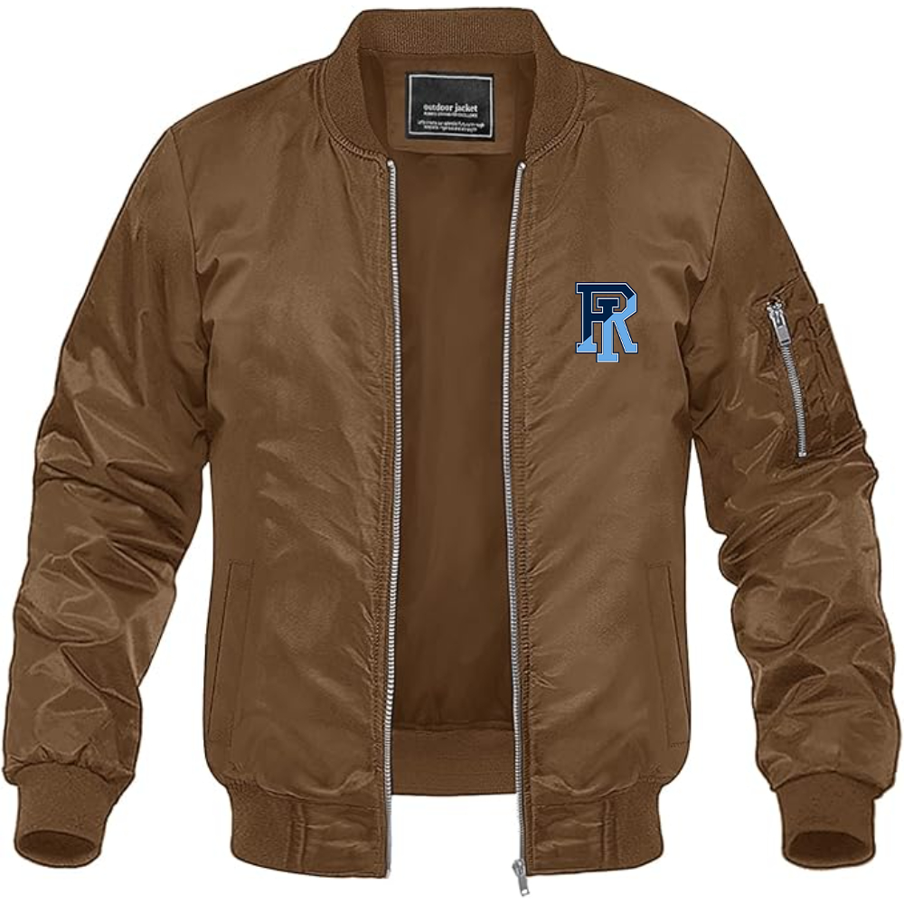 Men's Rhode Island Rams Logo Lightweight Bomber Jacket Windbreaker Softshell Varsity Jacket Coat