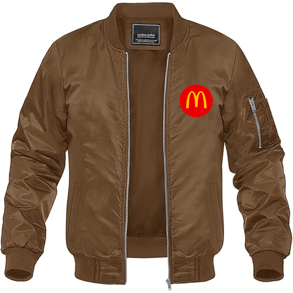 Men's McDonalds  Logo Lightweight Bomber Jacket Windbreaker Softshell Varsity Jacket Coat