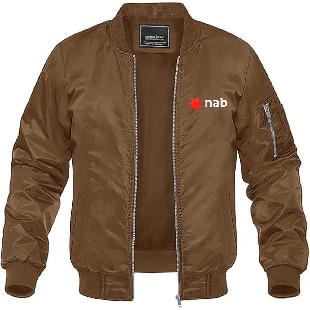 Men's NAB (National Australia Bank) Logo Lightweight Bomber Jacket Windbreaker Softshell Varsity Jacket Coat