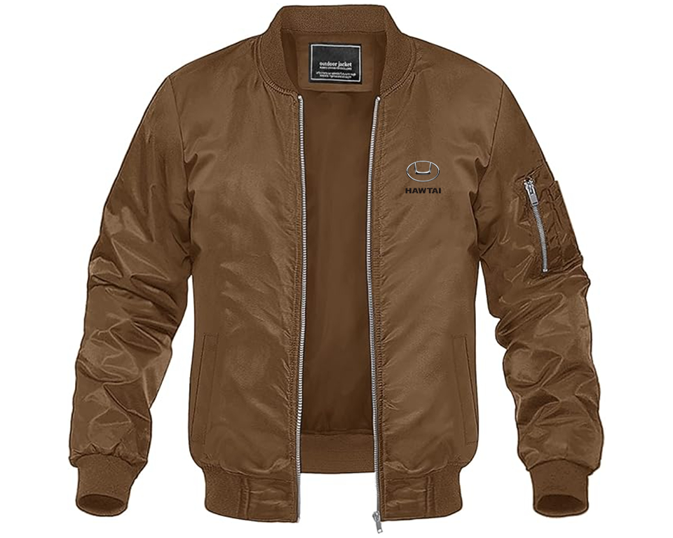Men's Hawta Logo Lightweight Bomber Jacket Windbreaker Softshell Varsity Jacket Coat