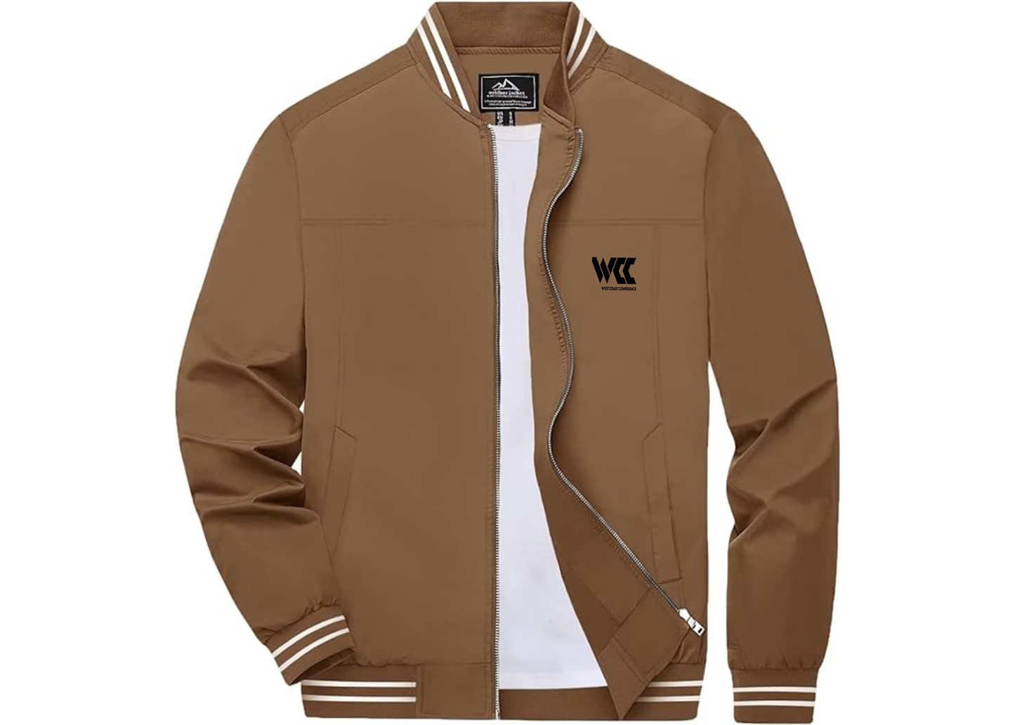 Men's West Coast Conference Lightweight Zip-Up Ribbed Collar and Cuffs Bomber Jacket