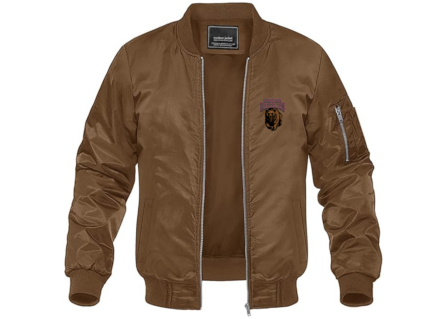 Men's Montana Grizzliesl Lightweight Bomber Jacket Windbreaker Softshell Varsity Jacket Coat