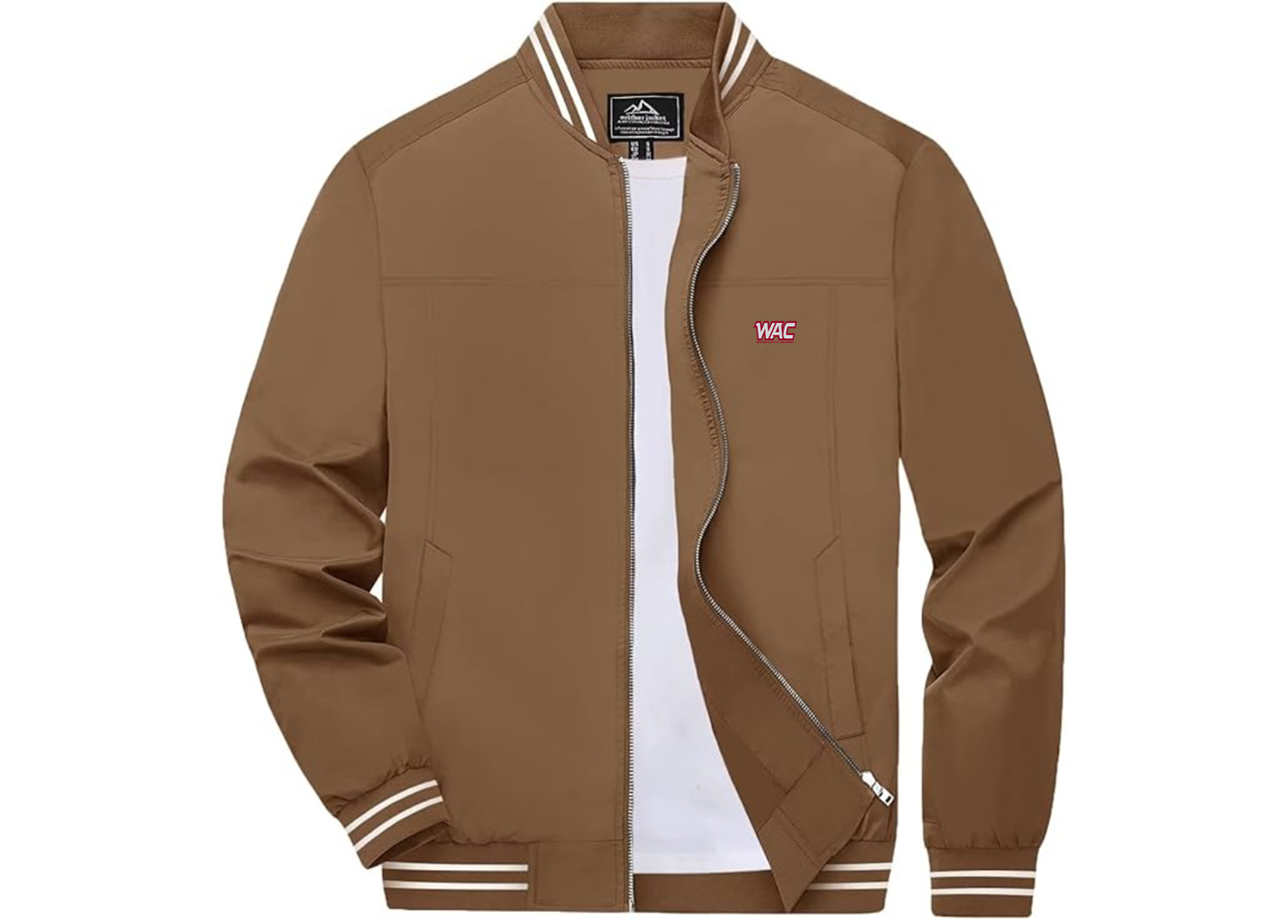 Men's Western Athletic Conference Lightweight Zip-Up Ribbed Collar and Cuffs Bomber Jacket